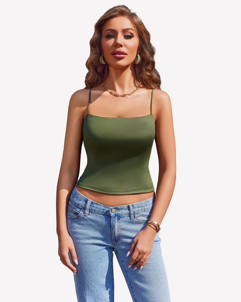 Double Lined Casual Basic Vest Cropped Top Green Lingerie Sets-Bras - Tophatter Daily Deals