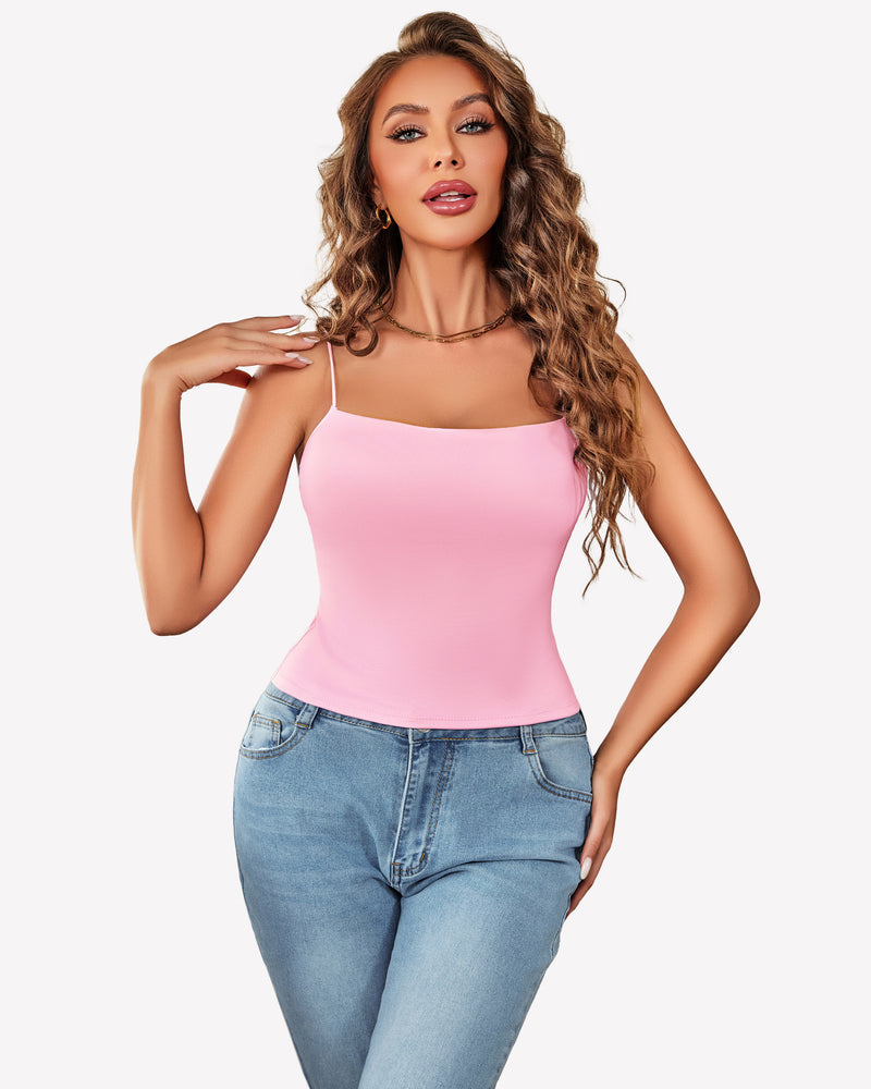 Double Lined Casual Basic Vest Cropped Top Pink Lingerie Sets-Bras - Tophatter Daily Deals