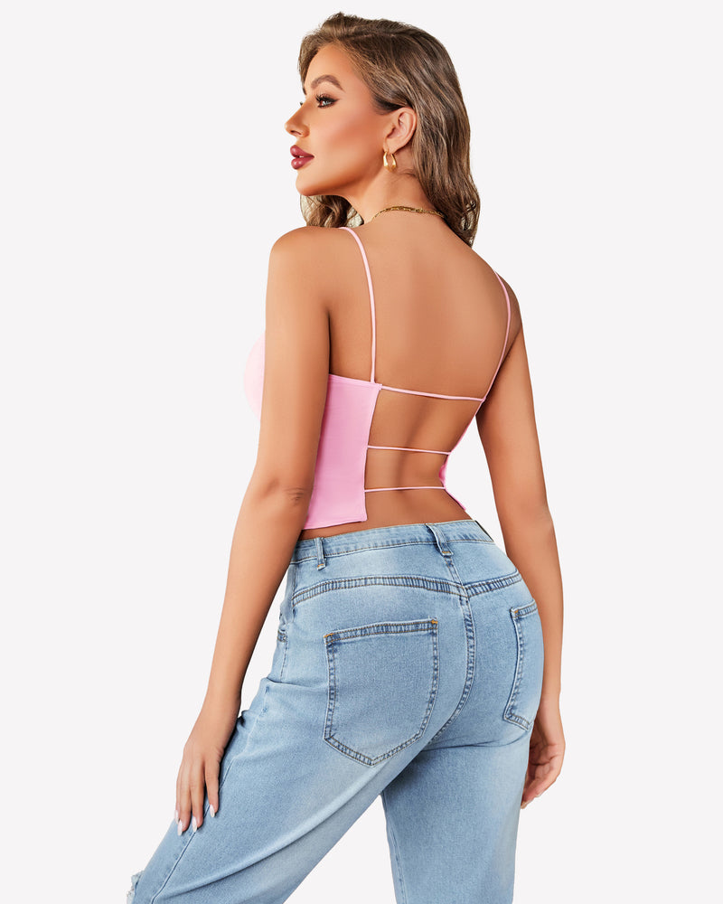 Double Lined Casual Basic Vest Cropped Top Lingerie Sets-Bras - Tophatter Daily Deals