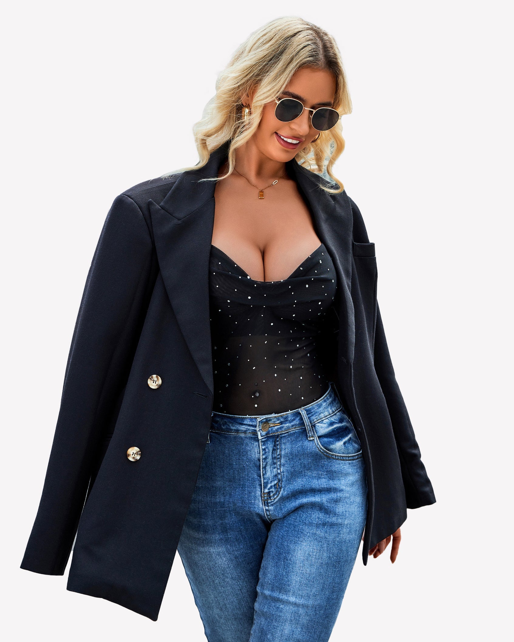 Mesh Cowl Neck Tank Top Sequin Shirt Lingerie Sets-Bras - Tophatter Daily Deals