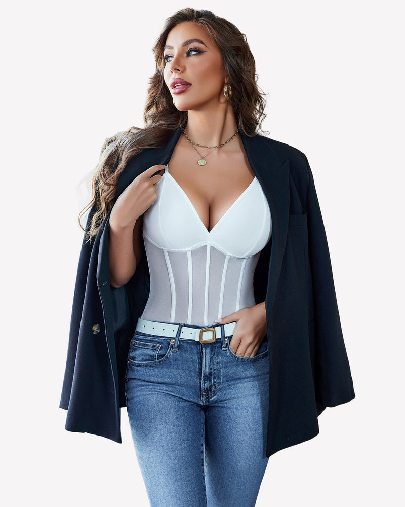 Cami Mesh Bustier Bodysuits Lingeries-Bodysuits - Tophatter Daily Deals