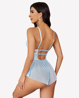 Lace Bodysuit V Neck Mesh Sleepwear Lingeries-Bodysuits - Tophatter Daily Deals