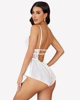 Lace Bodysuit V Neck Mesh Sleepwear Lingeries-Bodysuits - Tophatter Daily Deals