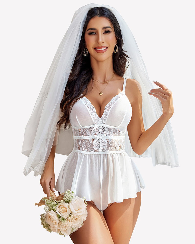 Lace Bodysuit V Neck Mesh Sleepwear Lingeries-Bodysuits - Tophatter Daily Deals