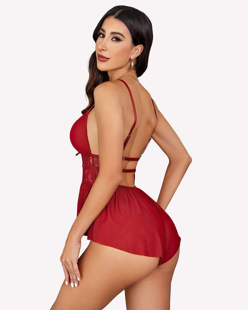 Lace Bodysuit V Neck Mesh Sleepwear Lingeries-Bodysuits - Tophatter Daily Deals