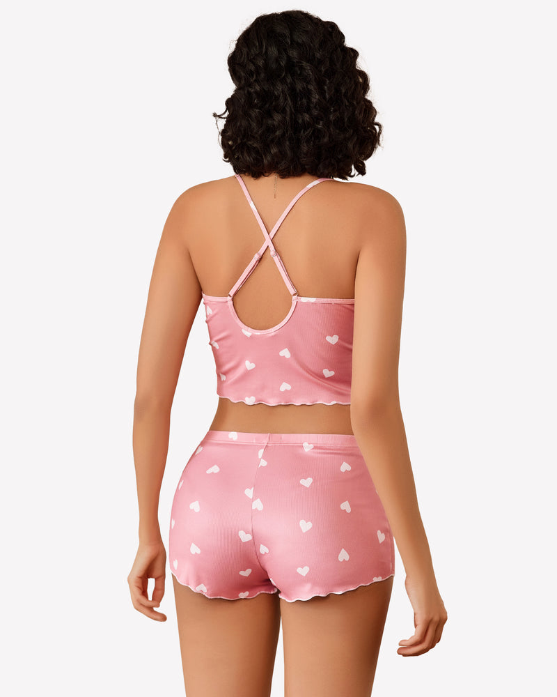 Ribbed Cami Pajama Set 2 Piece PJ Set Sleepwears-Pajamas Sets - Tophatter Daily Deals