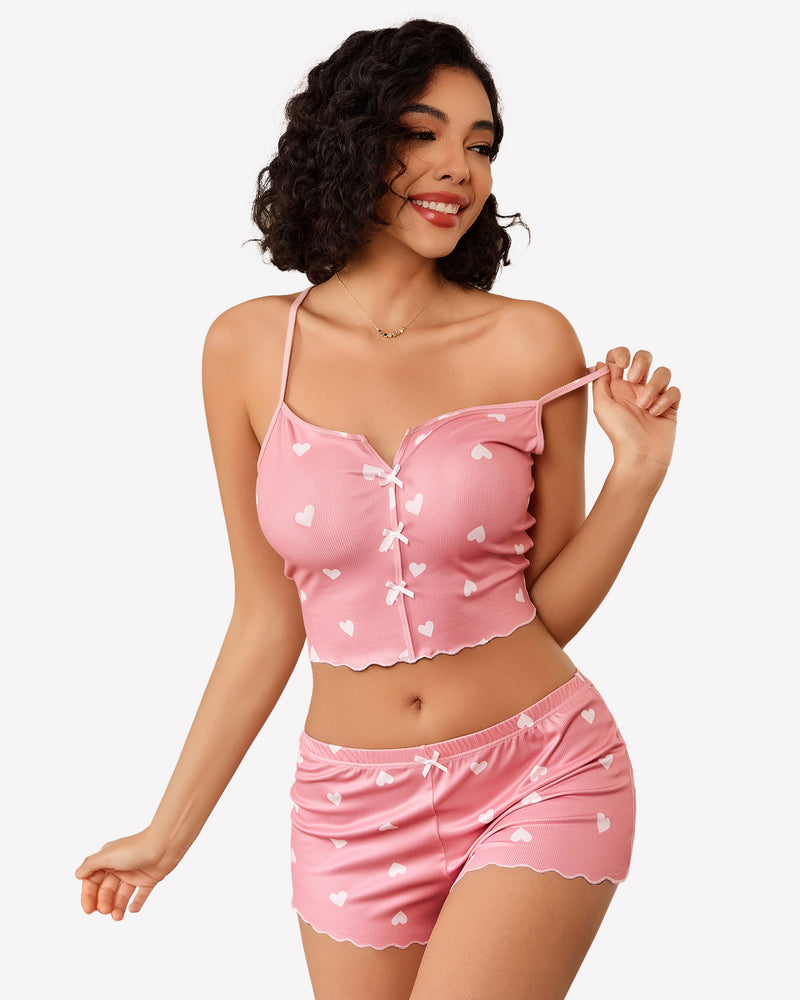 Ribbed Cami Pajama Set 2 Piece PJ Set Sleepwears-Pajamas Sets - Tophatter Daily Deals