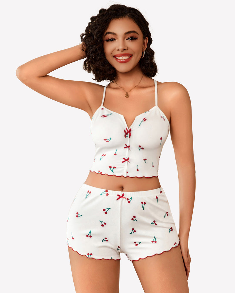 Ribbed Cami Pajama Set 2 Piece PJ Set Sleepwears-Pajamas Sets - Tophatter Daily Deals