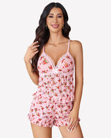 Ruffled Mesh Cami Lingerie Pink Sleepwears-Pajamas Sets - Tophatter Daily Deals