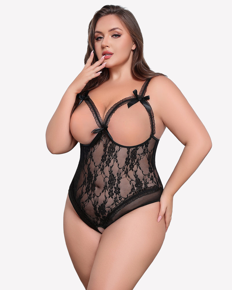 Plus Size Crotchless Exotic Lace Teddies Lingerie Sets-Plus size - Tophatter Daily Deals