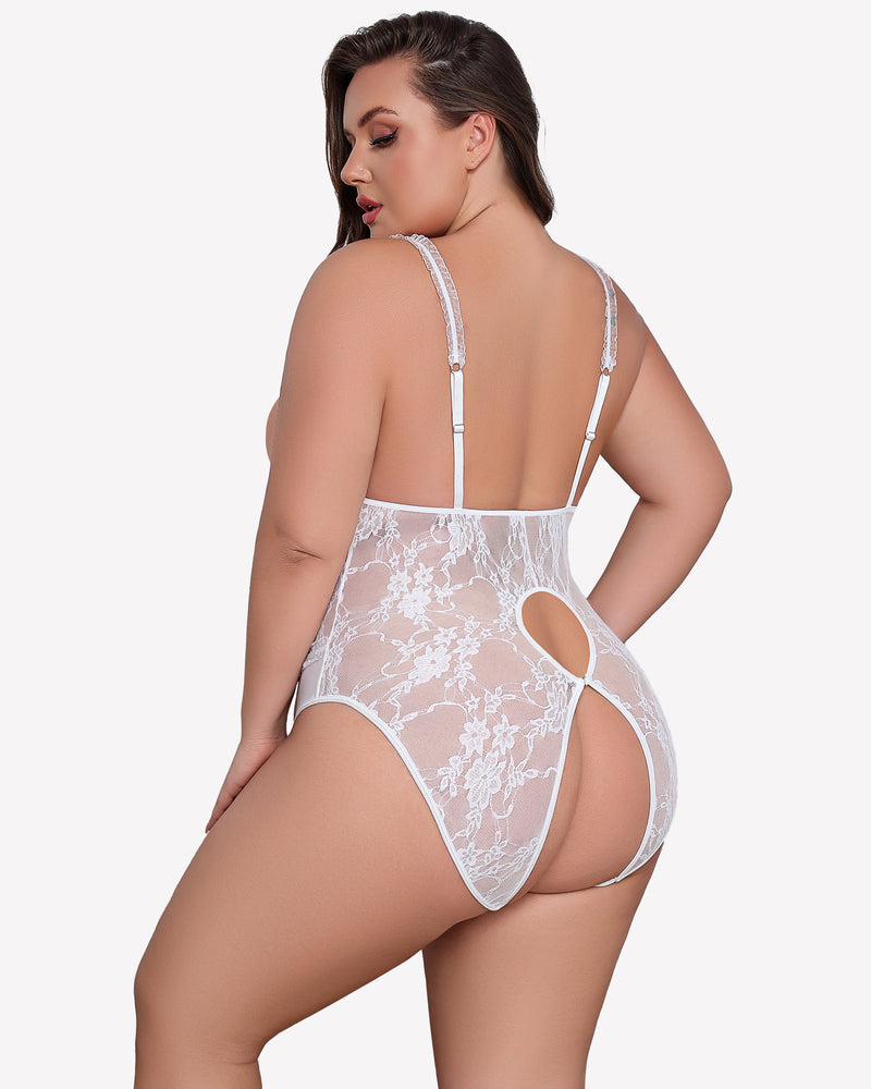 Plus Size Crotchless Exotic Lace Teddies Lingerie Sets-Plus size - Tophatter Daily Deals