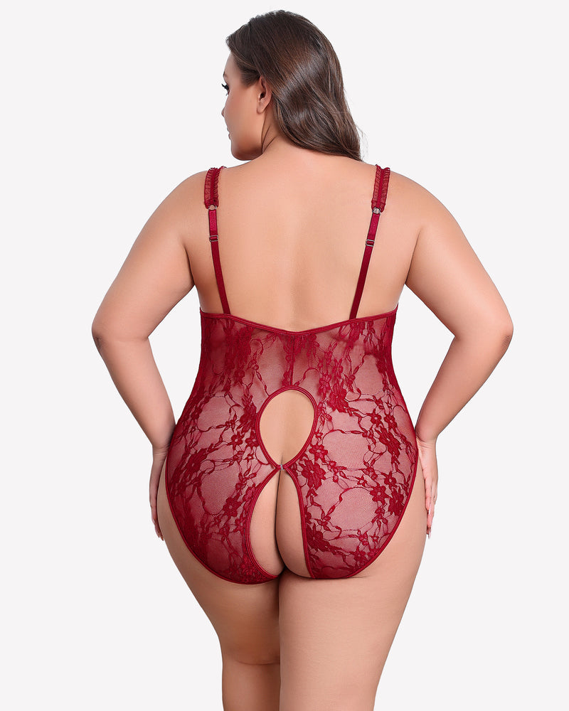 Plus Size Crotchless Exotic Lace Teddies Lingerie Sets-Plus size - Tophatter Daily Deals