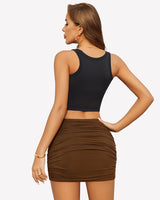 Ruched Bodycon Double Layer Mini Skirt Lingeries-mini skirts - Tophatter Daily Deals