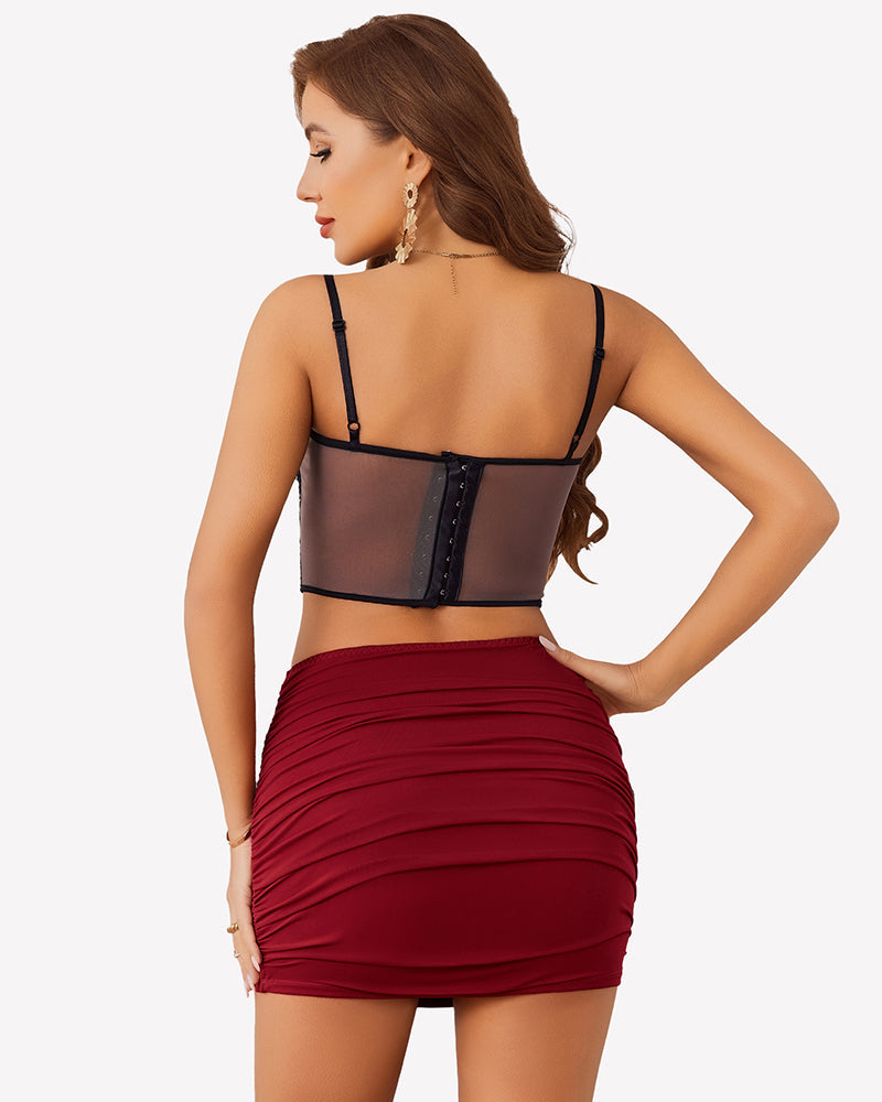 Ruched Bodycon Double Layer Mini Skirt Lingeries-mini skirts - Tophatter Daily Deals