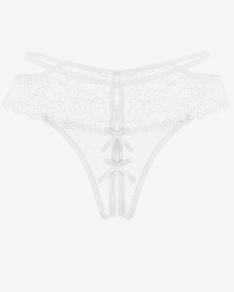 Lace Cheeky Mesh Hollow Thongs White Lingeries-panties - Tophatter Daily Deals