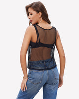Fishnet Top Sleeveless Fishnet Blouses Shirt Lingeries-Crop tops - Tophatter Daily Deals