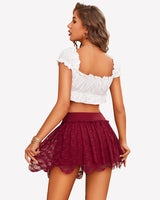 ⚡Flash Sale- Flowy Layered Lace Asymmetrical Short Skirts Lingeries-mini skirts - Tophatter Daily Deals