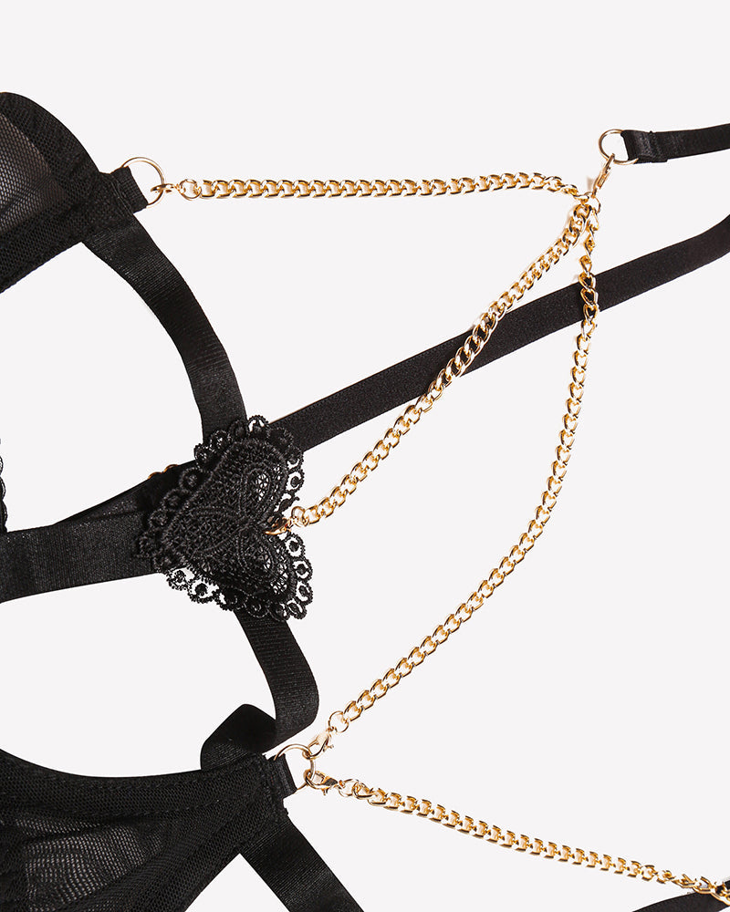 Chain Heart Cutout Bra and Panty Sets Lingerie Sets-Bra Sets - Tophatter Daily Deals