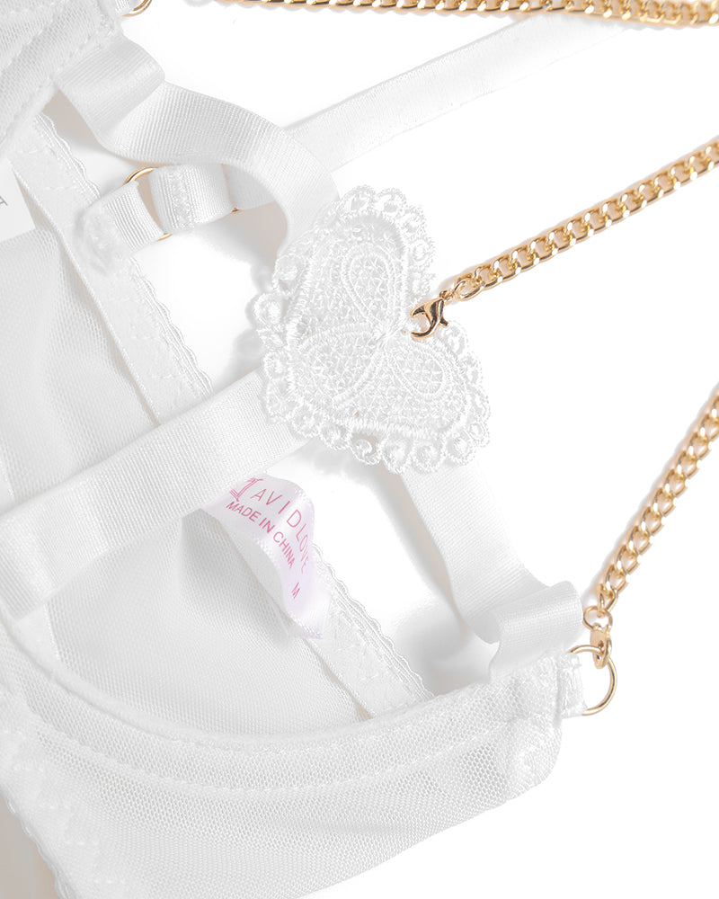 Chain Heart Cutout Bra and Panty Sets Lingerie Sets-Bra Sets - Tophatter Daily Deals