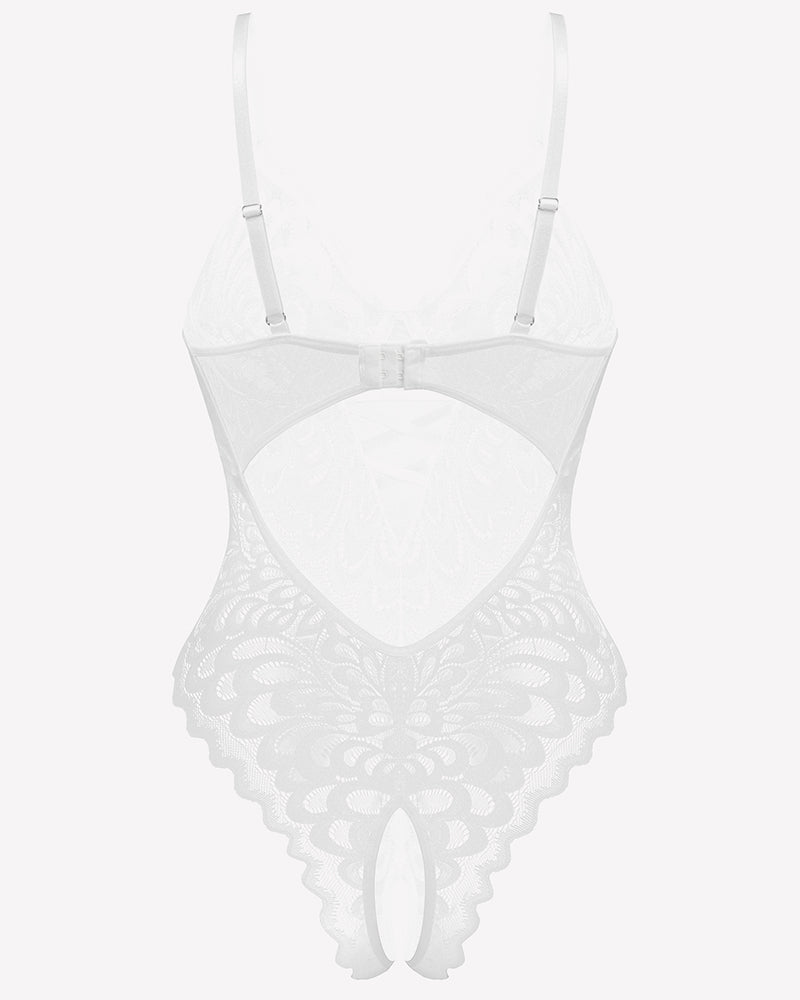 Lace deep V Teddy Crotchless Bodysuits Lingeries-Bodysuits - Tophatter Daily Deals