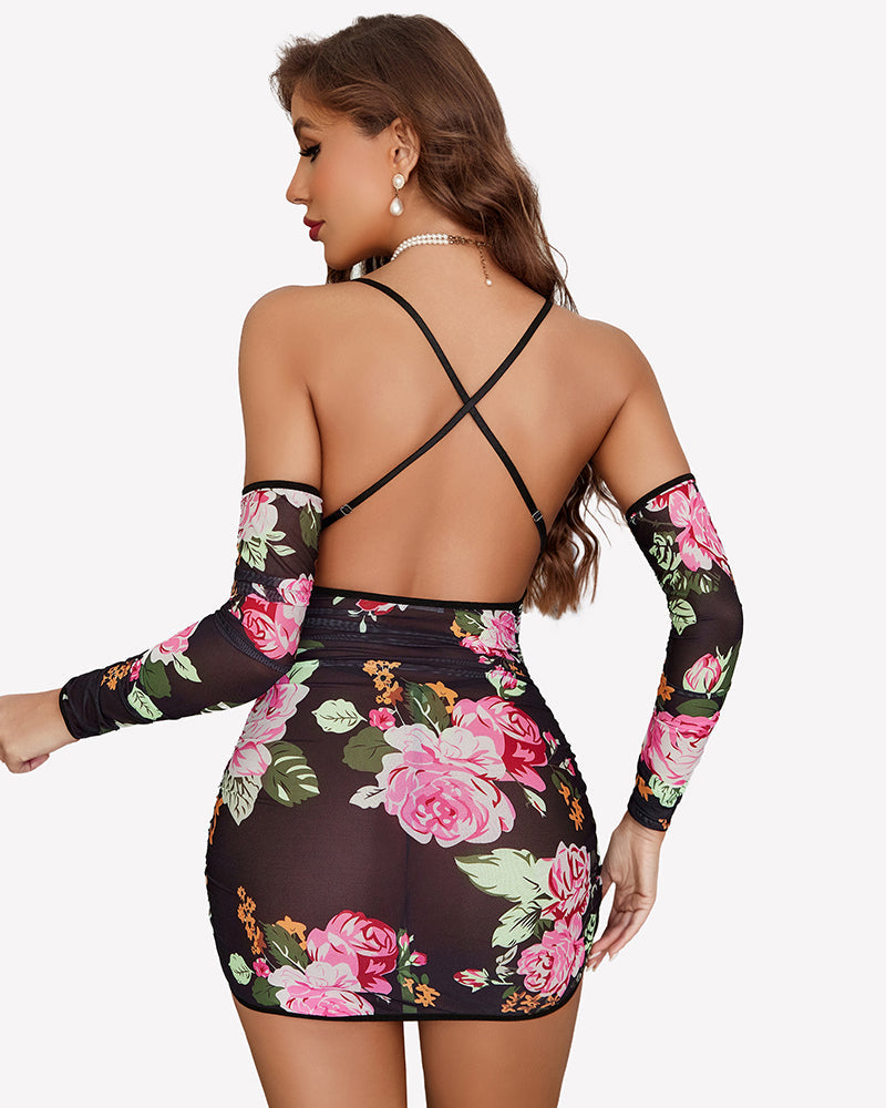 Sheer Mesh Lingerie Dress With Gloves Outfits Lingeries-Chemises - Tophatter Daily Deals