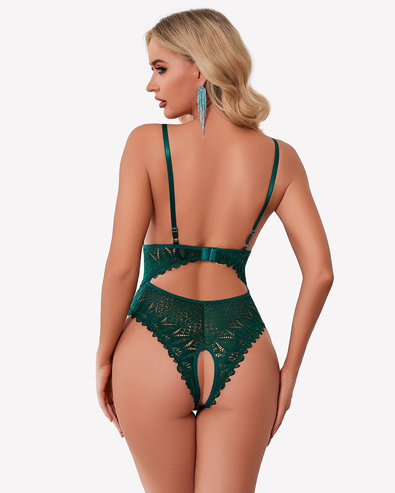 Deep V Teddy Criss Cross Sleepwear Avidlove-Bodysuits - Tophatter Daily Deals