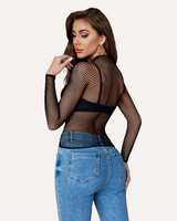 Fishnet Mesh Long Sleeve Tops Lingeries-Crop tops - Tophatter Daily Deals