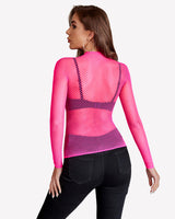 Fishnet Mesh Long Sleeve Tops Lingeries-Crop tops - Tophatter Daily Deals