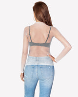 Fishnet Mesh Long Sleeve Tops Lingeries-Crop tops - Tophatter Daily Deals