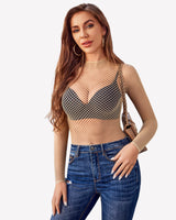 Fishnet Mesh Long Sleeve Tops Lingeries-Crop tops - Tophatter Daily Deals