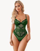 Cut Out Babydoll Crotchless Teddy Green Lingeries-Bodysuits - Tophatter Daily Deals