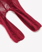 Lace V Neck Mini Bodysuit Lingeries-Bodysuits - Tophatter Daily Deals
