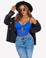Lace V Neck Mini Bodysuit Lingeries-Bodysuits - Tophatter Daily Deals