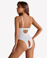 Lace V Neck Mini Bodysuit Lingeries-Bodysuits - Tophatter Daily Deals