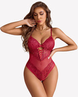 Lace V Neck Mini Bodysuit Lingeries-Bodysuits - Tophatter Daily Deals