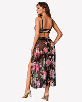 3 Piece Set Mesh Side Split Nightgown Lingerie Sets-Skirt Sets - Tophatter Daily Deals