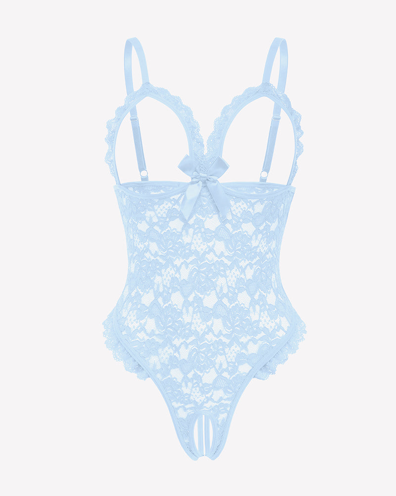 Lace Teddy Ruffle V Neck Bodysuit Lingeries-Bodysuits - Tophatter Daily Deals