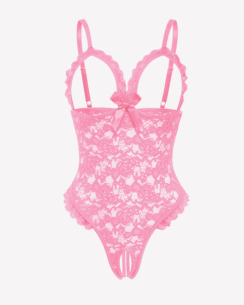 Lace Teddy Ruffle V Neck Bodysuit Lingeries-Bodysuits - Tophatter Daily Deals