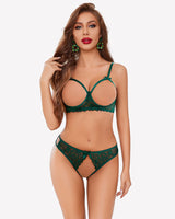 Exotic Lingerie 2 Pieces Bra Panty Set Green Lingerie Sets-Bra Sets - Tophatter Daily Deals
