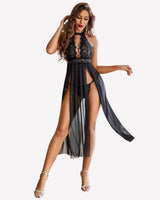 Mesh Nightwear Side Split Nightgown Sleepwears-nightgowns - Tophatter Daily Deals