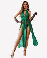 Mesh Nightwear Side Split Nightgown Light Green Sleepwears-nightgowns - Tophatter Daily Deals