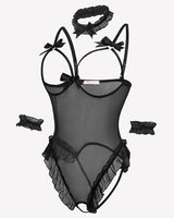 4 Piece Set Sheer Mesh Teddy Bodysuits Lingeries-Bodysuits - Tophatter Daily Deals