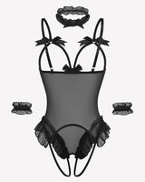 4 Piece Set Sheer Mesh Teddy Bodysuits Lingeries-Bodysuits - Tophatter Daily Deals