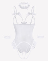 4 Piece Set Sheer Mesh Teddy Bodysuits Lingeries-Bodysuits - Tophatter Daily Deals