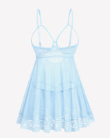 Cupless Lace Babydoll Crotchless Panty Set Blue Lingerie-Babydolls - Tophatter Daily Deals