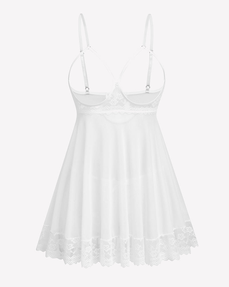 Cupless Lace Babydoll Crotchless Panty Set Lingerie-Babydolls - Tophatter Daily Deals
