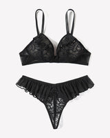 Lace Bra and Panty Sets Mesh Ruffle 2 Piece Lingerie Sets-Bra Sets - Tophatter Daily Deals