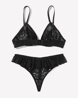Lace Bra and Panty Sets Mesh Ruffle 2 Piece Lingerie Sets-Bra Sets - Tophatter Daily Deals