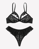 Lace Bra and Panty Sets Mesh Ruffle 2 Piece Lingerie Sets-Bra Sets - Tophatter Daily Deals