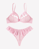 Lace Bra and Panty Sets Mesh Ruffle 2 Piece Lingerie Sets-Bra Sets - Tophatter Daily Deals